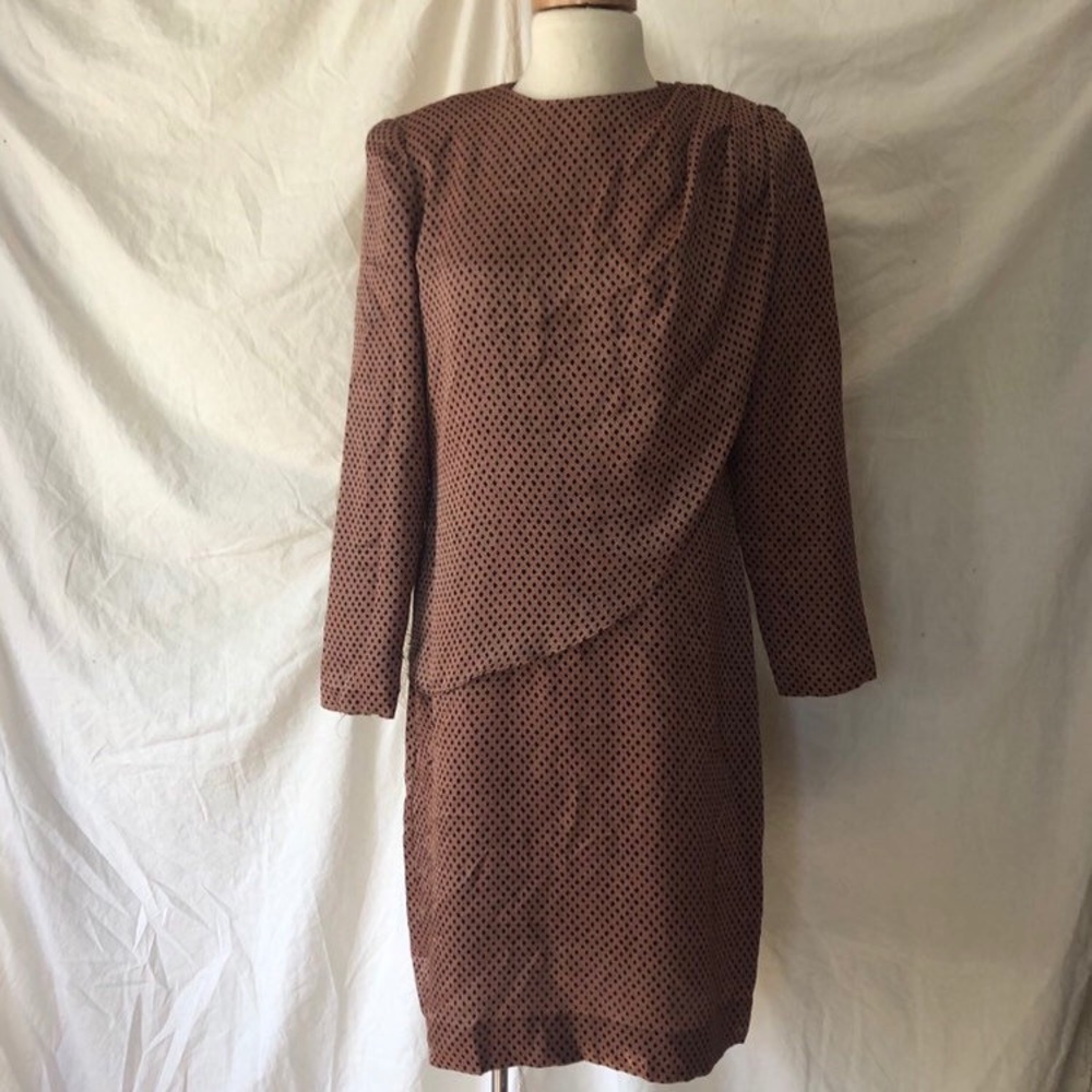 Vintage 1980s Asymmetrical Drape Diamond Dress - Picture 2 of 6